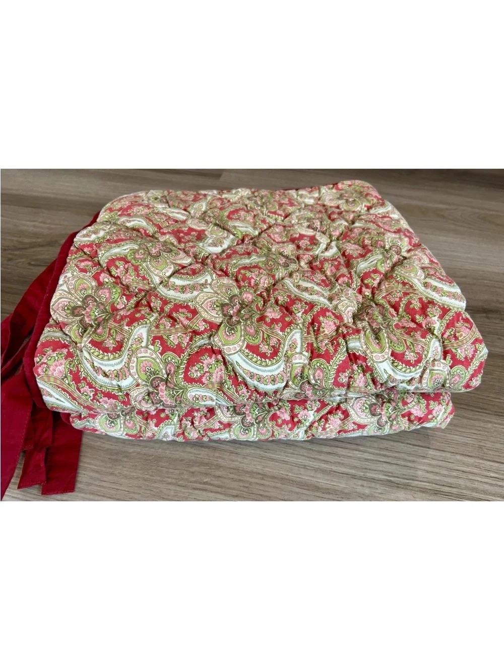 Pottery Barn Euro Sham Set of 2 Georgia Quilted Red And Paisley  26 x 26 Inches